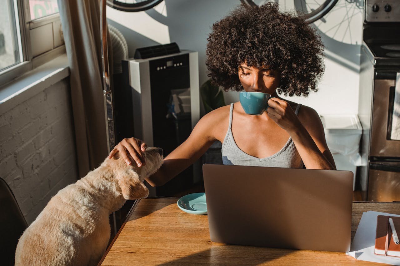 Pause café en télétravail